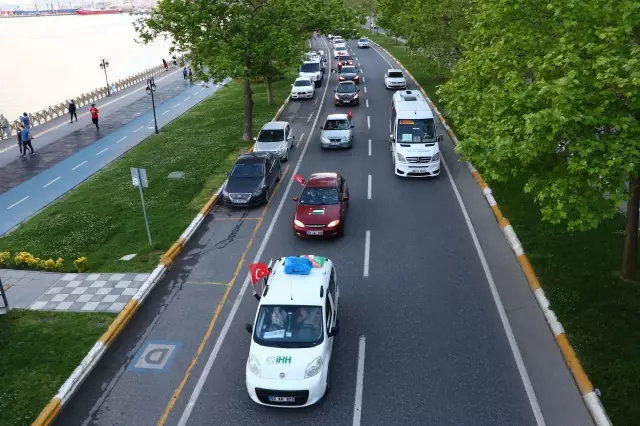 Trakya'da İsrail'in Filistinlilere saldırıları konvoy oluşturularak protesto edildi