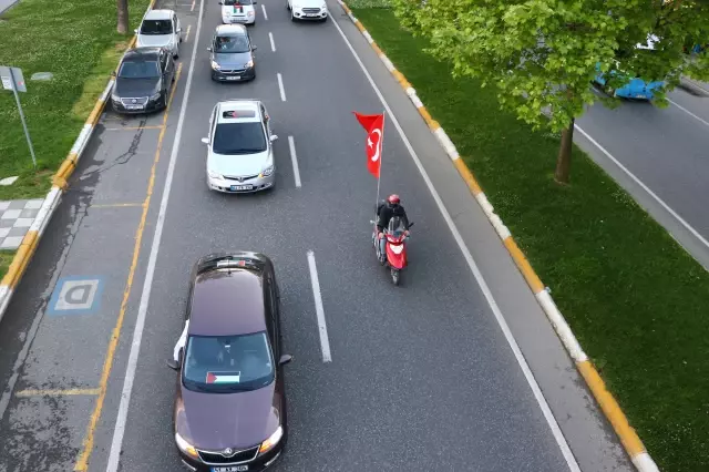 Trakya'da İsrail'in Filistinlilere saldırıları konvoy oluşturularak protesto edildi