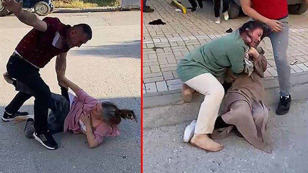 Boşanan çift ve yakınları arasında mal kavgası! Utandıran anlar kamerada