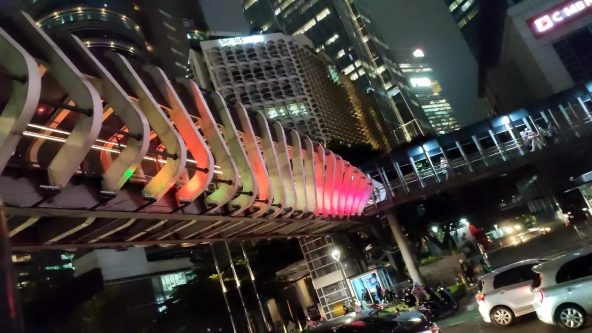 Endonezya'da yaya köprüleri Filistin bayrağı renkleri ile aydınlatılıyor