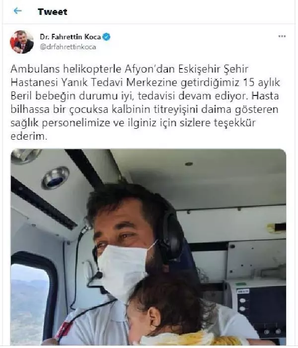 Bakan Koca: Beril bebeğin durumu iyi, tedavisi devam ediyor Bakan Koca: Beril bebeğin durumu iyi, tedavisi devam ediyor