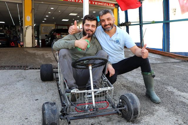Gören şaşırıp kalıyor! Alışveriş sepetinden 120 kilometre hız yapabilen araç yaptı