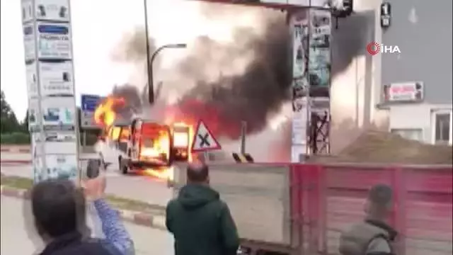 Giresun'da korkutan araç yangını