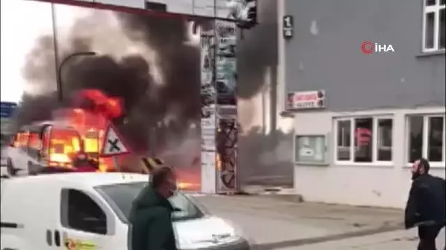 Giresun'da korkutan araç yangını