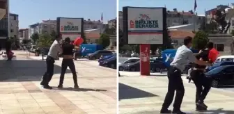 Belediye binası önünde hareketli dakikalar! Üzerine benzin döküp kendini yakmaya kalktı