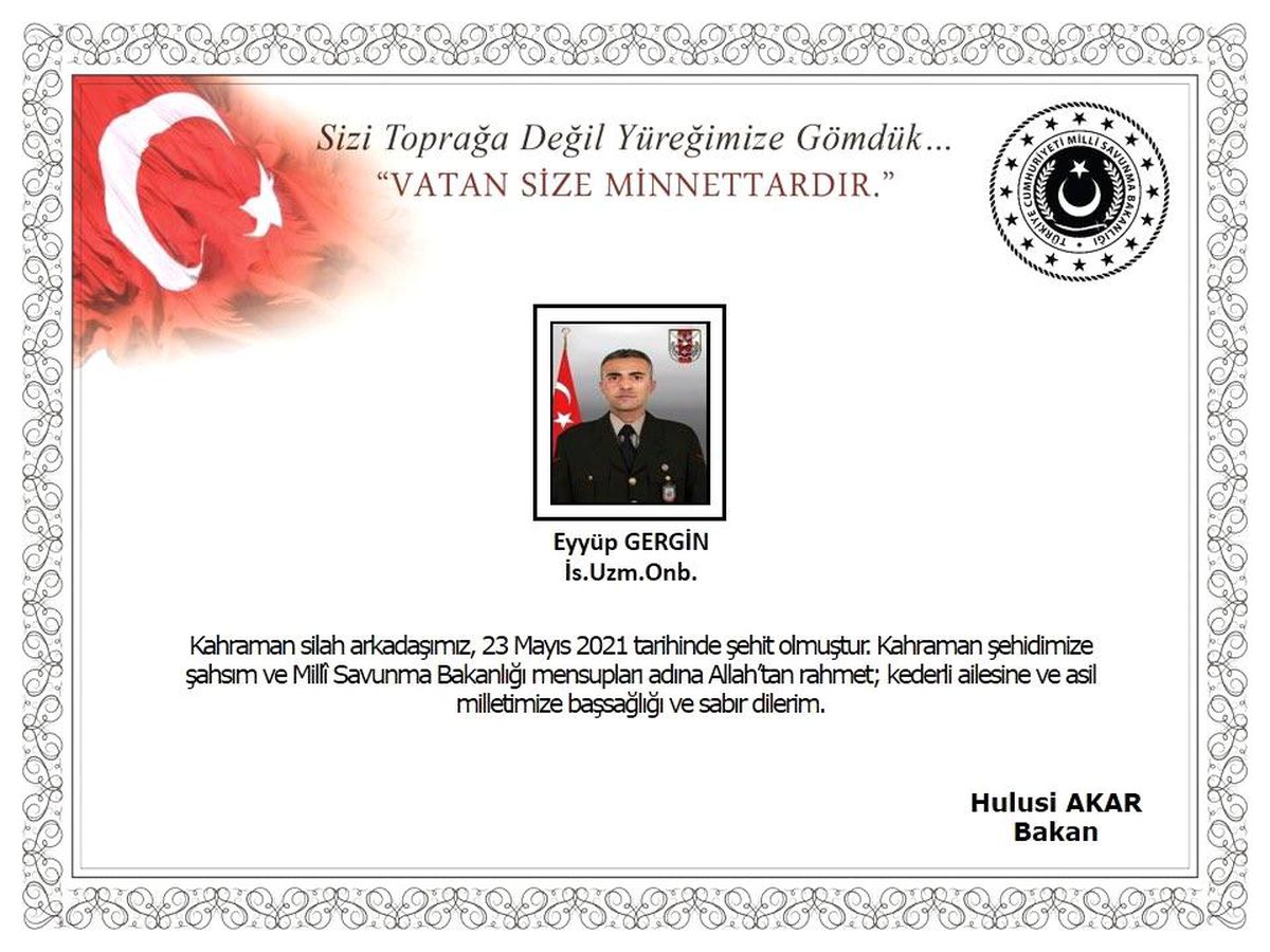 Pençe-Şimşek Harekatı'nda 1 askerimiz şehit oldu