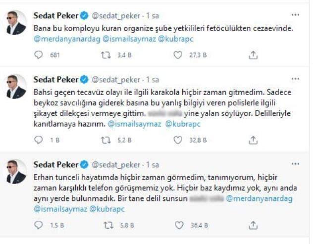 Sedat Peker, Süleyman Soylu'nun canlı yayındaki sözlerine Twitter'dan yanıt verdi Sedat Peker, Süleyman Soylu'nun canlı yayındaki sözlerine Twitter'dan yanıt verdi