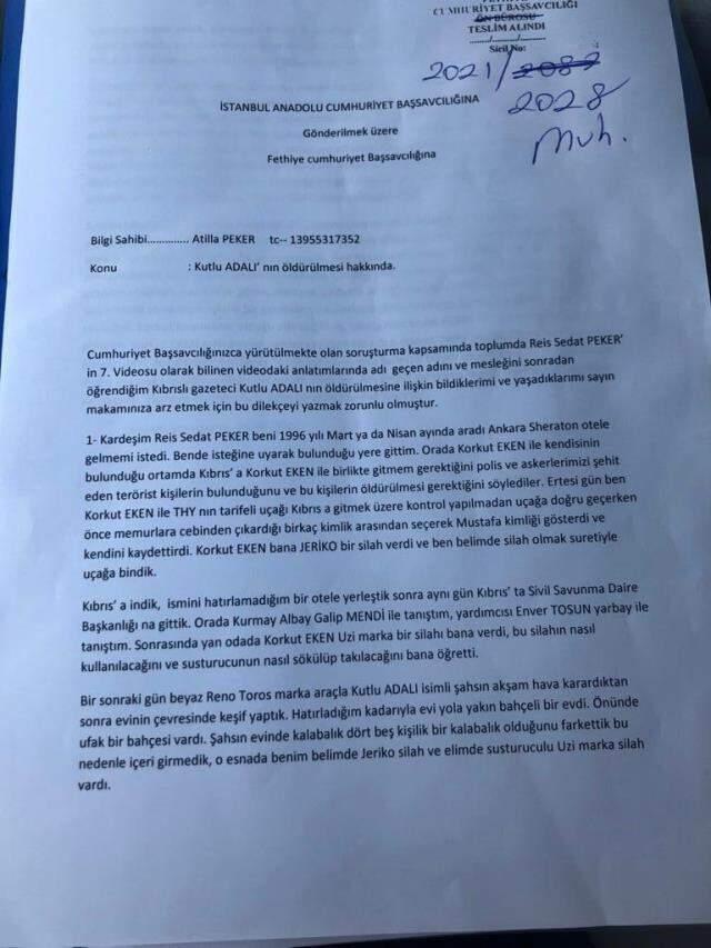 Sedat Peker'in kardeşi Atilla Peker'in Kutlu Adalı cinayetiyle ilgili verdiği ifade ortaya çıktı