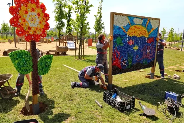 Başakşehir'de atık kapaklar sanat eserine dönüştü
