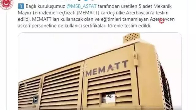 MSB: '5 adet MEMATT Azerbaycan'a teslim edildi' MSB: '5 adet MEMATT Azerbaycan'a teslim edildi'