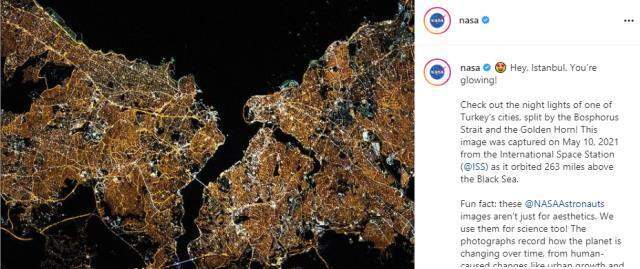 NASA'dan İstanbul paylaşımı! Selam gönderip, 'Parlıyorsun' notu düştüler