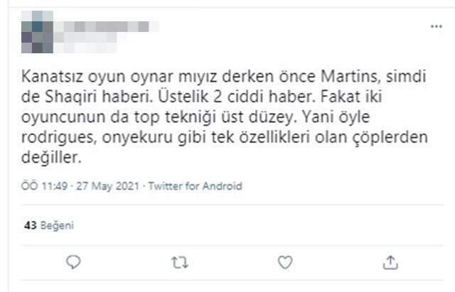 Sarı-Lacivertliler'in Shaqiri ile temasa geçmesi taraftarlarda heyecan yarattı Sarı-Lacivertliler'in Shaqiri ile temasa geçmesi taraftarlarda heyecan yarattı