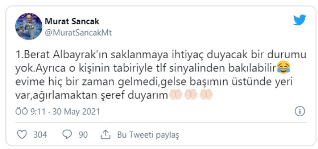 Sedat Peker 'Berat Albayrak, Murat Sancak'ın evinde kalıyor' iddiasında bulundu! Sancak'tan yanıt gecikmedi