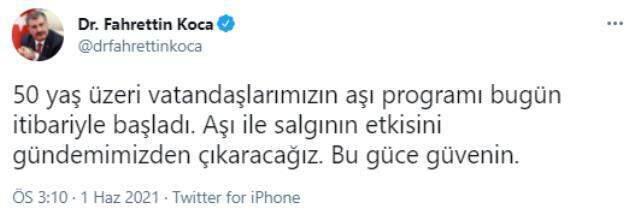50 yaş üzeri vatandaşların aşı programı bugün itibarıyla başladı 50 yaş üzeri vatandaşların aşı programı bugün itibarıyla başladı