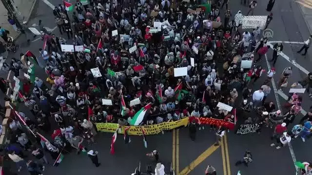 ABD'de Filistin'e destek gösterisi ABD'de Filistin'e destek gösterisi