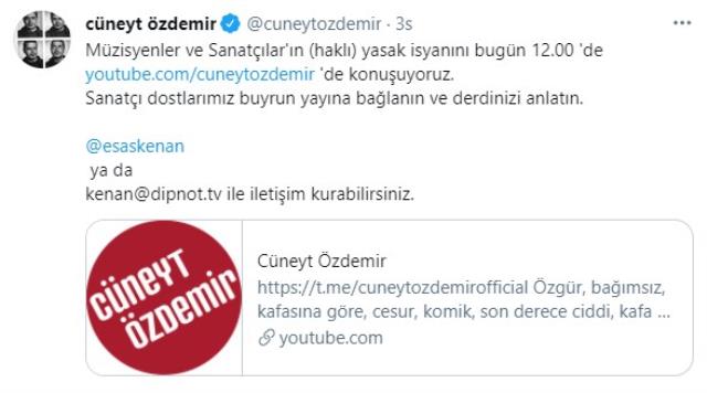 Çalışmadıkları için isyan eden ünlü isimlere 'Hamurdanmayın' diyen Cüneyt Özdemir, gelen tepkilerden sonra geri adım attı