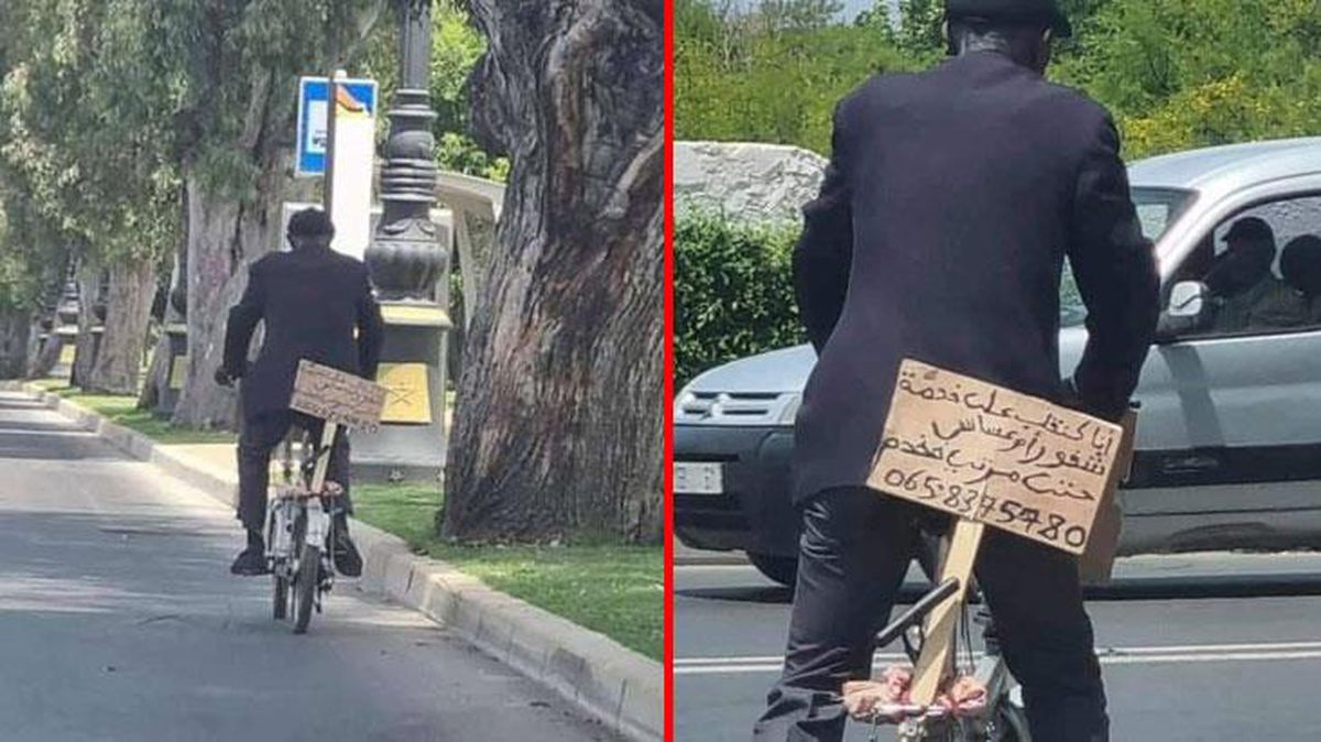 Bisikletine 'İş arıyorum' pankartı asıp sokak sokak gezdi