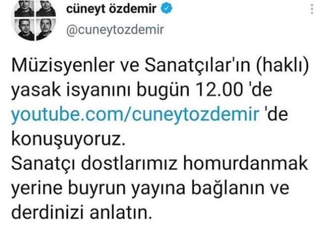 Çalışamadıkları için sitem eden ünlülere 'Homurdanmayın' diyen Cüneyt Özdemir, tepkilerin ardından geri adım attı