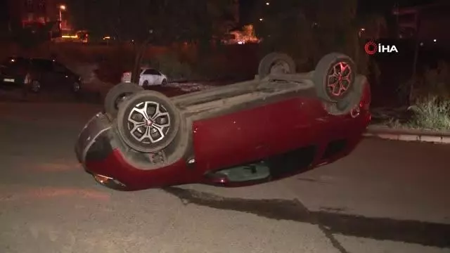 İstanbul Havalimanı yolunda bir araç takla attı İstanbul Havalimanı yolunda bir araç takla attı