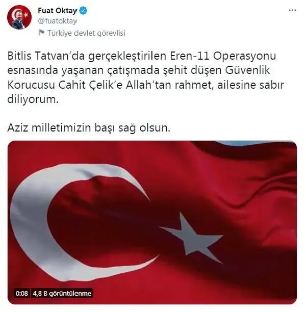 Son dakika haber... Şehit Güvenlik Korucusu Çelik'e taziye mesajları Son dakika haber... Şehit Güvenlik Korucusu Çelik'e taziye mesajları