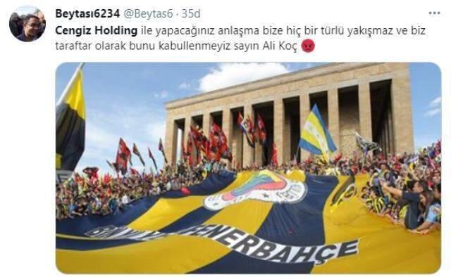 Fenerbahçe'nin yeni sponsorunun Cengiz Holding olacağı iddialarına taraftarlar ateş püskürdü Fenerbahçe'nin yeni sponsorunun Cengiz Holding olacağı iddialarına taraftarlar ateş püskürdü