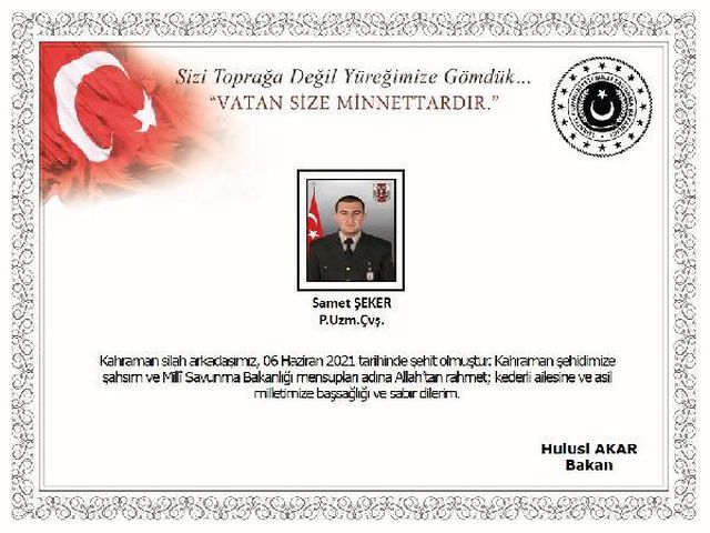 Pençe Yıldırım Harekâtı'nda bir kahraman askerimiz mayına basarak şehit oldu