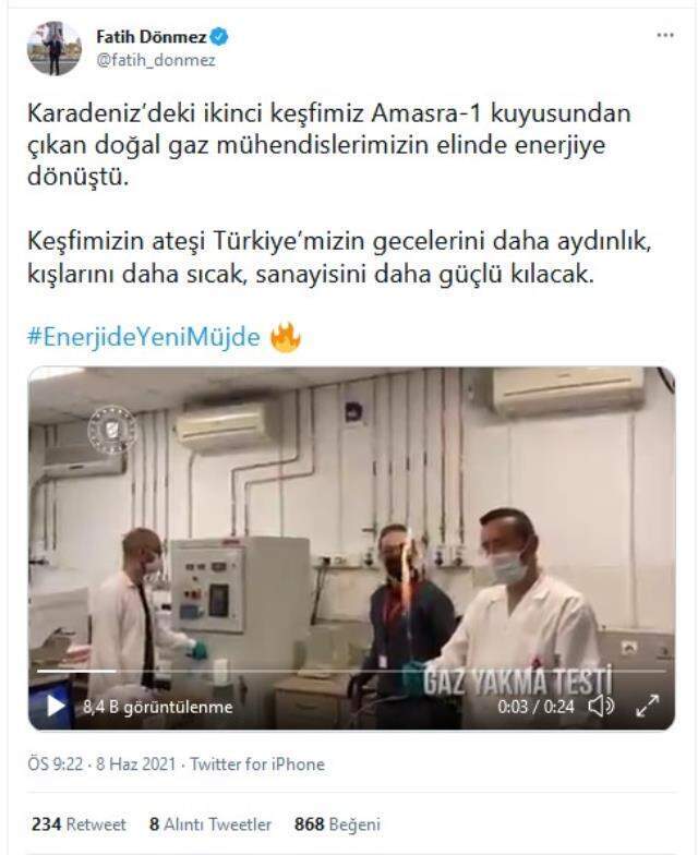 Bakan Dönmez, 135 milyar m3'lük doğal gazın enerjiye dönüş görüntülerini paylaştı