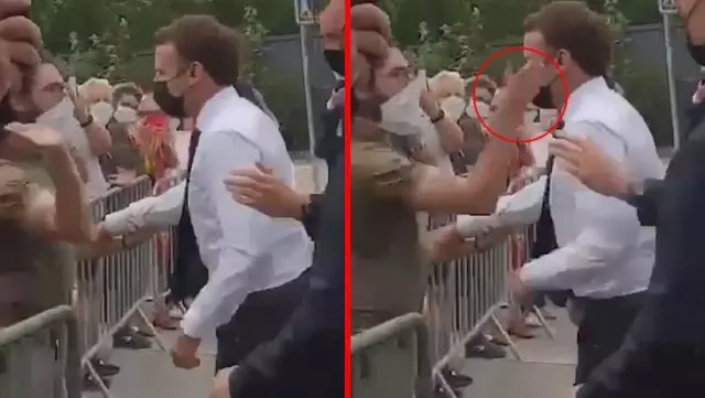 Fransa Cumhurbaşkanı Macron, seçim kampanyası için gittiği bölgede tokatlandı Fransa Cumhurbaşkanı Macron, seçim kampanyası için gittiği bölgede tokatlandı