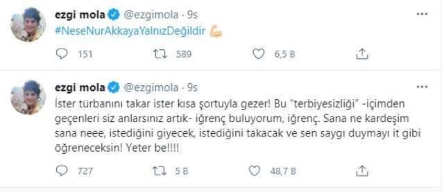 Ezgi Mola başörtülü akademisyenin saldırıya uğramasına öfke kustu: İt gibi öğreneceksiniz Ezgi Mola başörtülü akademisyenin saldırıya uğramasına öfke kustu: İt gibi öğreneceksiniz