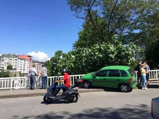 Otomobil köprü korkuluğuna çarptı Otomobil köprü korkuluğuna çarptı