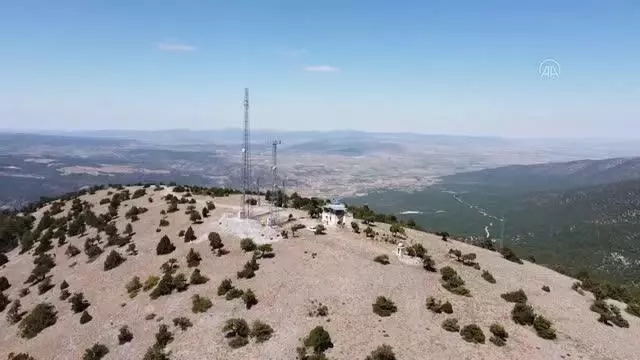 Akdağ tepesinde baba oğul yangına karşı 24 saat nöbet tutuyor Akdağ tepesinde baba oğul yangına karşı 24 saat nöbet tutuyor