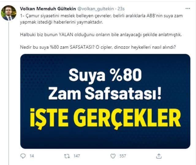 Ankara Büyükşehir Belediyesi'nin suya %80 zam yapılacağı iddiası Ankara Büyükşehir Belediyesi'nin suya %80 zam yapılacağı iddiası