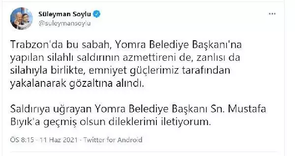 Yomra Belediye Başkanı Bıyık'a silahlı saldırı (3) Yomra Belediye Başkanı Bıyık'a silahlı saldırı (3)