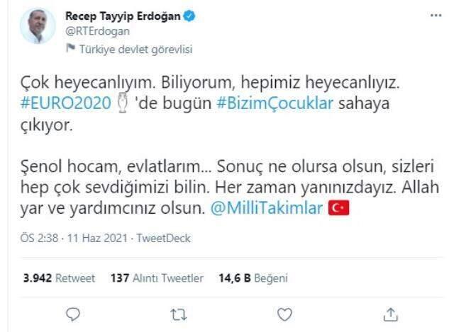Cumhurbaşkanı Erdoğan'dan Milli Takım'a duygusal mesaj: Allah yardımcınız olsun evlatlarım Cumhurbaşkanı Erdoğan'dan Milli Takım'a duygusal mesaj: Allah yardımcınız olsun evlatlarım