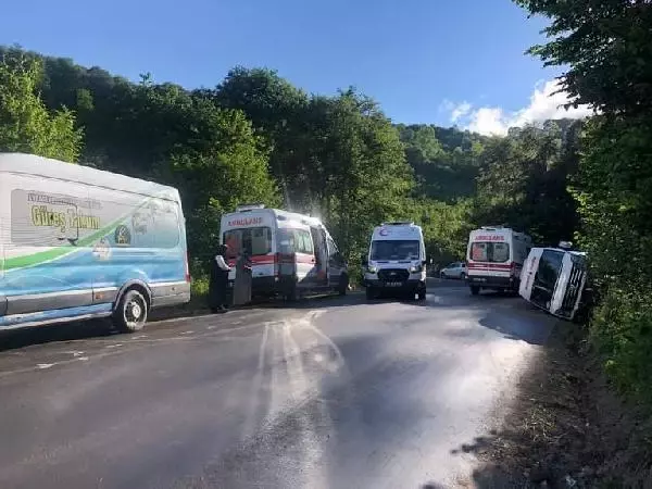 Geziden dönenleri taşıyan minibüs devrildi: 15 yaralı Geziden dönenleri taşıyan minibüs devrildi: 15 yaralı