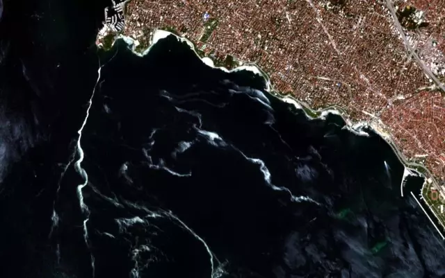 Marmara Denizi'ndeki müsilaj uzaydan görüntülendi Marmara Denizi'ndeki müsilaj uzaydan görüntülendi