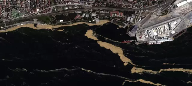 Marmara Denizi'ndeki müsilaj uzaydan görüntülendi Marmara Denizi'ndeki müsilaj uzaydan görüntülendi