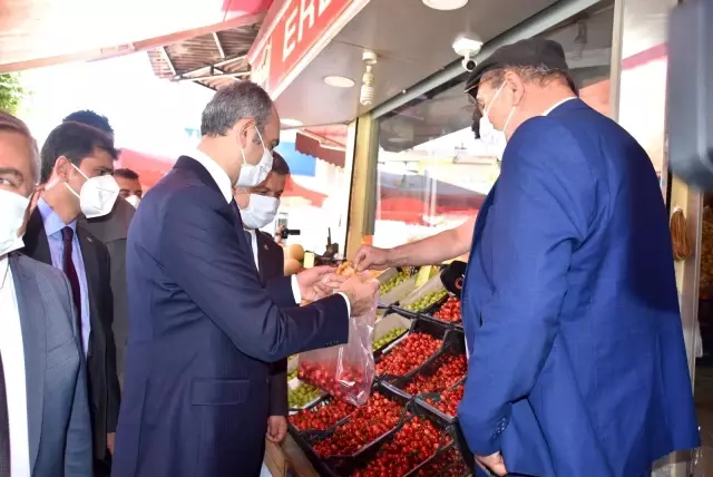 Sezonun ilk kirazları Bakan Gül'e ikram edildi Sezonun ilk kirazları Bakan Gül'e ikram edildi