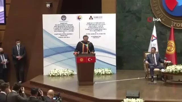 TOBB ETÜ'den Kırgız Cumhuriyeti Cumhurbaşkanı Caparov'a fahri doktora TOBB ETÜ'den Kırgız Cumhuriyeti Cumhurbaşkanı Caparov'a fahri doktora