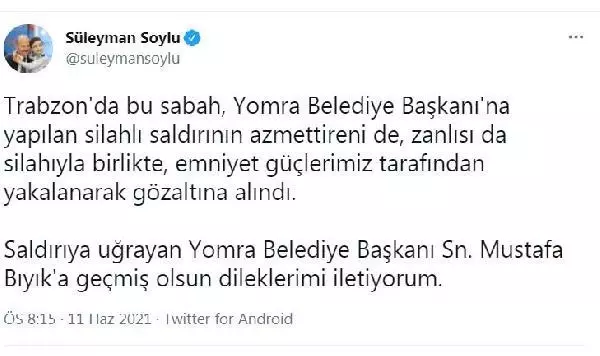 Yomra Belediye Başkanı Bıyık'a silahlı saldırı (3) Yomra Belediye Başkanı Bıyık'a silahlı saldırı (3)