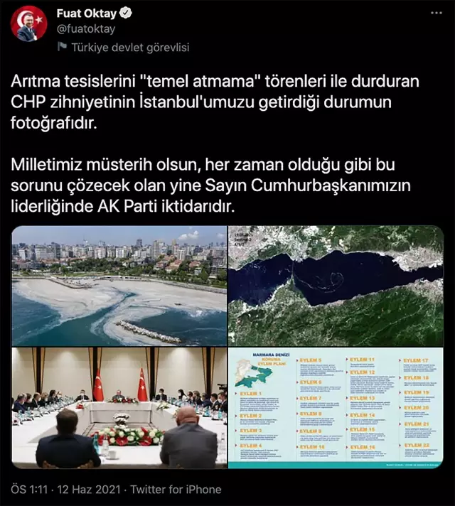 Cumhurbaşkanı Yardımcısı Oktay'dan Marmara Denizi'ndeki müsilaj sorunu ile ilgili paylaşım Açıklaması Cumhurbaşkanı Yardımcısı Oktay'dan Marmara Denizi'ndeki müsilaj sorunu ile ilgili paylaşım Açıklaması