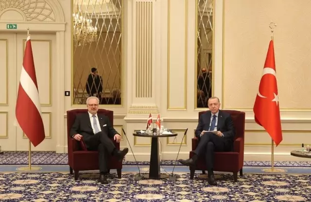 Cumhurbaşkanı Erdoğan, Letonya Cumhurbaşkanı Levits ile görüştü