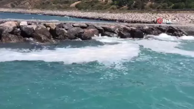 İskenderun kıyılarında beyaz tabaka endişelendirdi İskenderun kıyılarında beyaz tabaka endişelendirdi