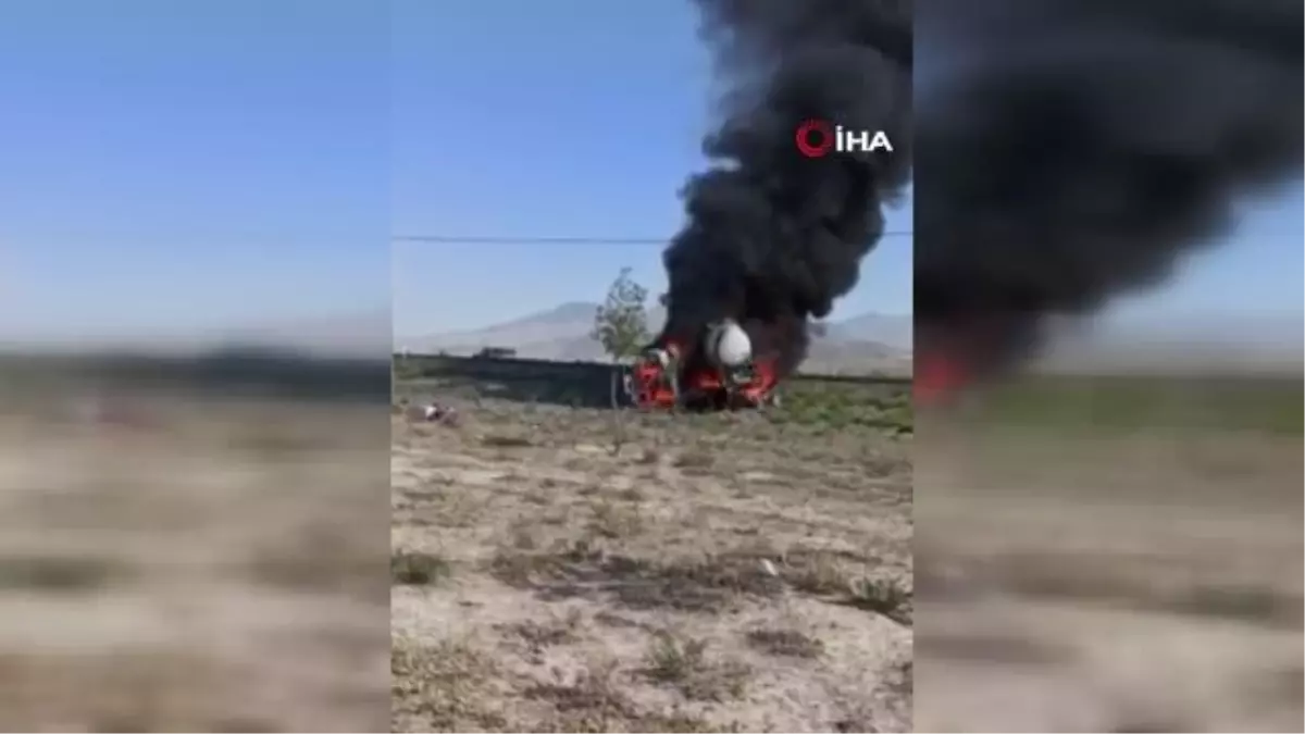 Tekeri kilitlenen tanker alev topuna döndü, sürücü son anda kurtuldu