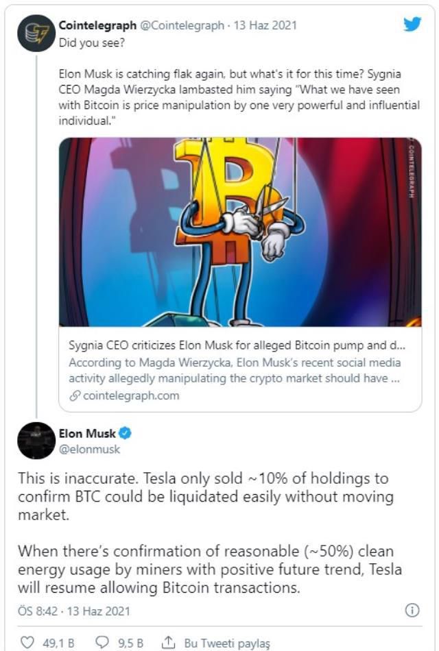 Bir tweet attı Bitcoin 39 bin doları aştı! Elon Musk, yine yaptı yapacağını