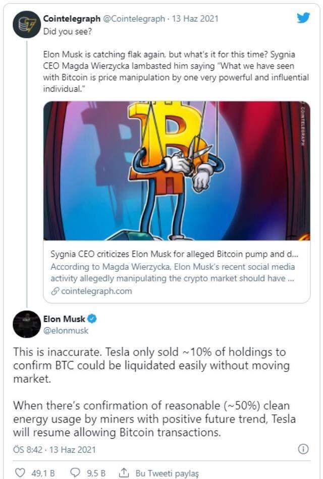 Elon Musk yine yaptı yapacağını! Bir tweet attı Bitcoin 39 bin doları aştı Elon Musk yine yaptı yapacağını! Bir tweet attı Bitcoin 39 bin doları aştı
