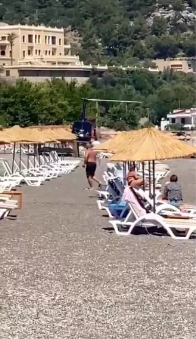 Marmaris'te plaja helikopter indi