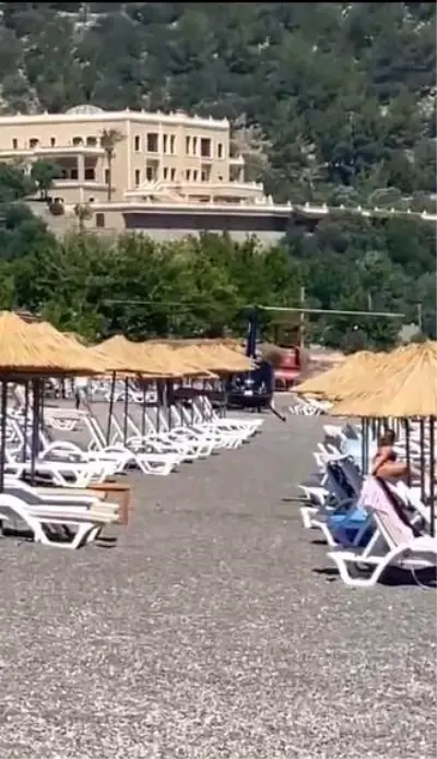 Marmaris'te plaja helikopter indi