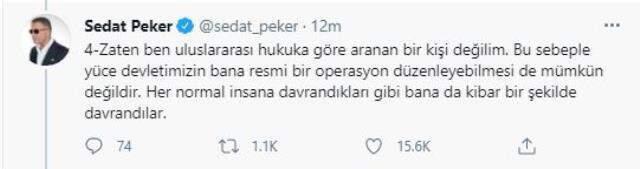 Sedat Peker'den 'gözaltına alındı' iddialarına yanıt: Yetkililerle karşılıklı sohbette bulunduk Sedat Peker'den 'gözaltına alındı' iddialarına yanıt: Yetkililerle karşılıklı sohbette bulunduk