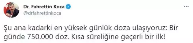 Son Dakika! Sağlık Bakanı Koca: Bugün 750 bin doz aşıyla bu zaman kadarki en yüksek günlük rakama ulaşıyoruz